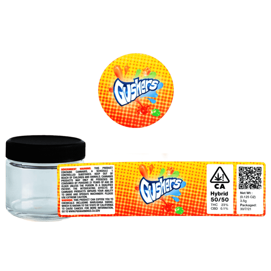 Gushers Glass Jars. 60ml suitable for 3.5g or 1/8 oz. Unlabelled.