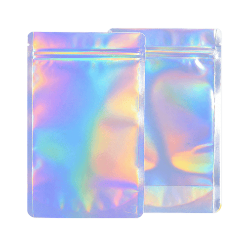 14G Holographic Mylar Bags - Rounded Corners - Strain Labels