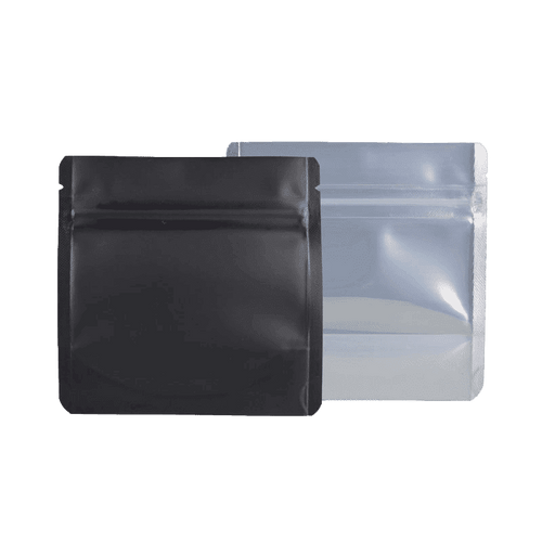 1G Mylar Bags - Black and Clear - Rounded Corners - Strain Labels
