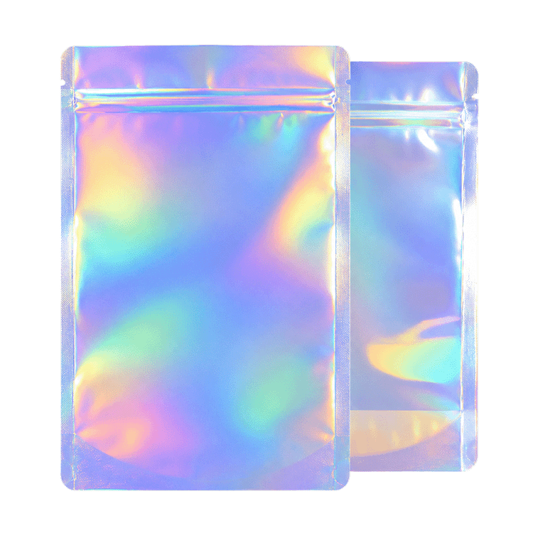 28G Holographic Mylar Bags - Rounded Corners - Strain Labels