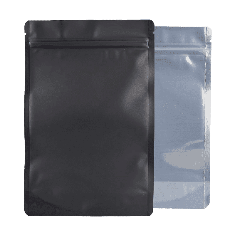 28G Mylar Bags - Black and Clear - Rounded Corners