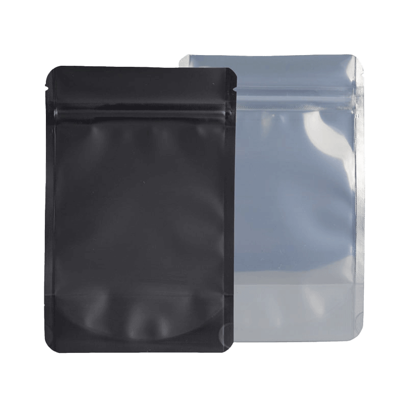 7G Mylar Bags - Black and Clear - Rounded Corners - Strain Labels