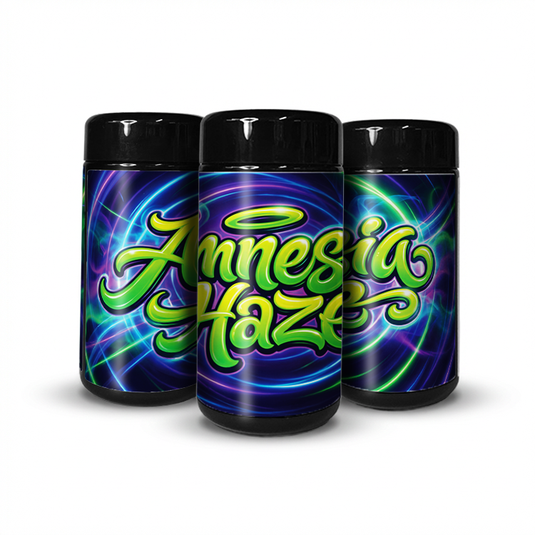 Amnesia Haze Tall 100ML / 7G Labelled Miron Glass Jars