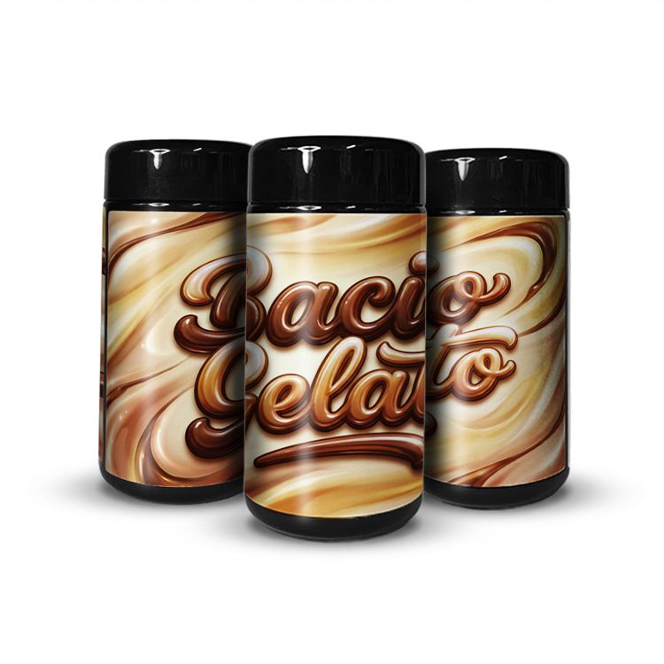 Bacio Gelato Tall 100ML / 7G Labelled Miron Glass Jars