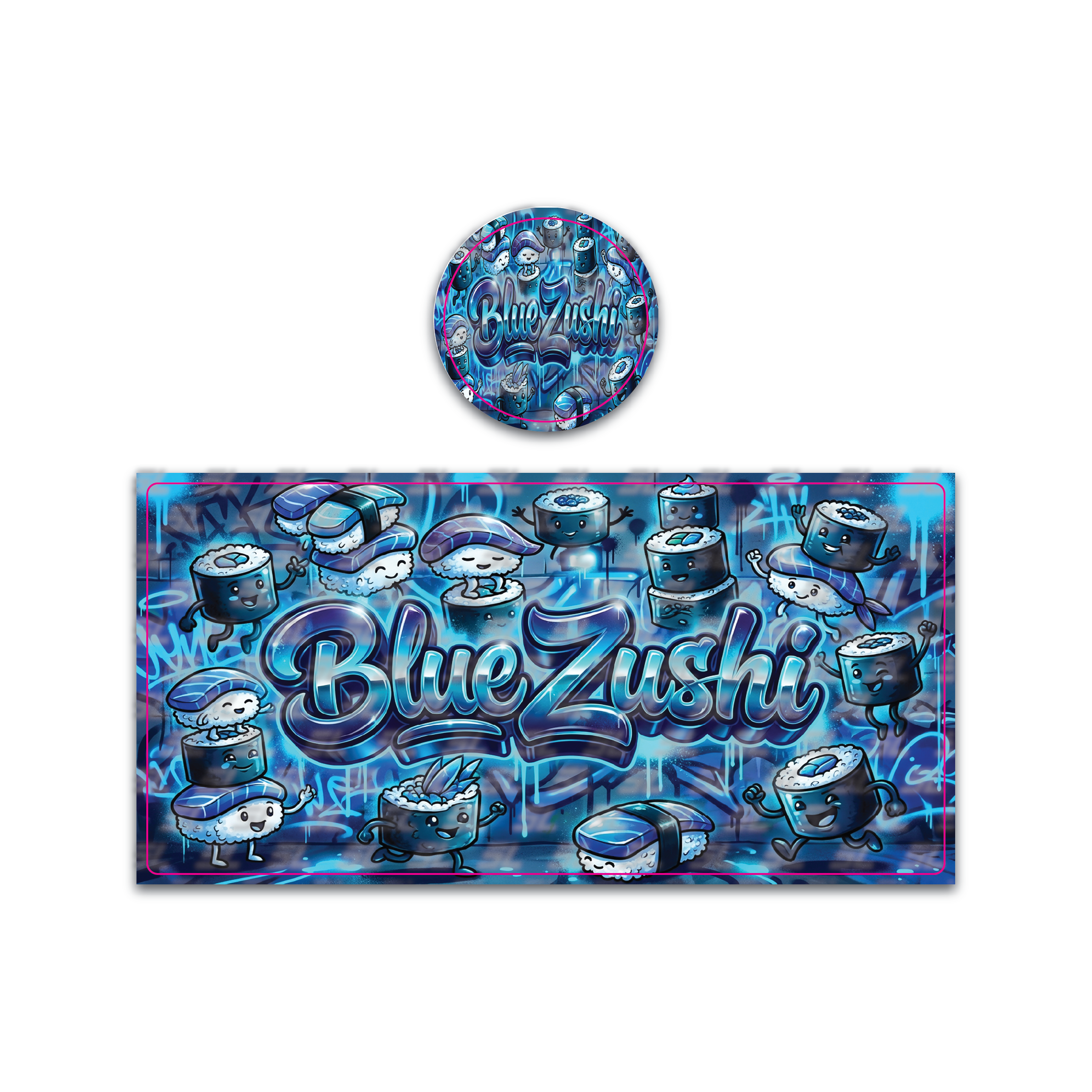 Blue Zushi Tall 100ML / 7G Miron Glass Jar LABELS ONLY