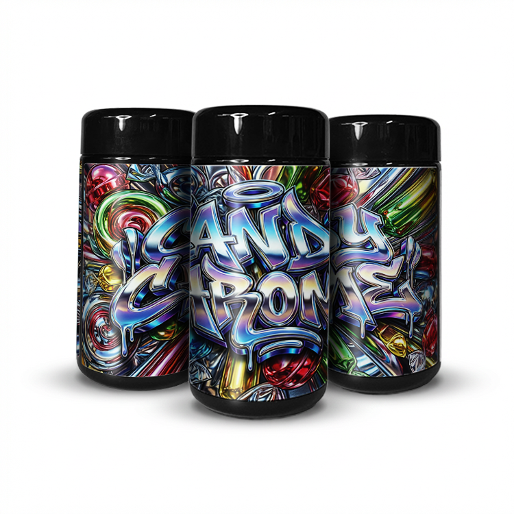 Candy Chrome Tall 100ML / 7G Labelled Miron Glass Jars