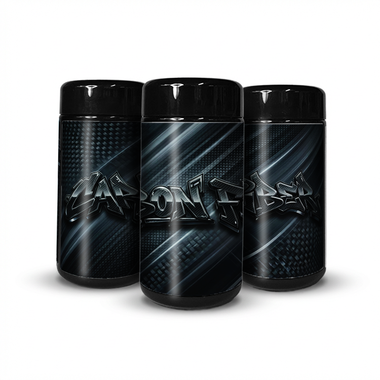 Carbon Fibre Tall 100ML / 7G Labelled Miron Glass Jars