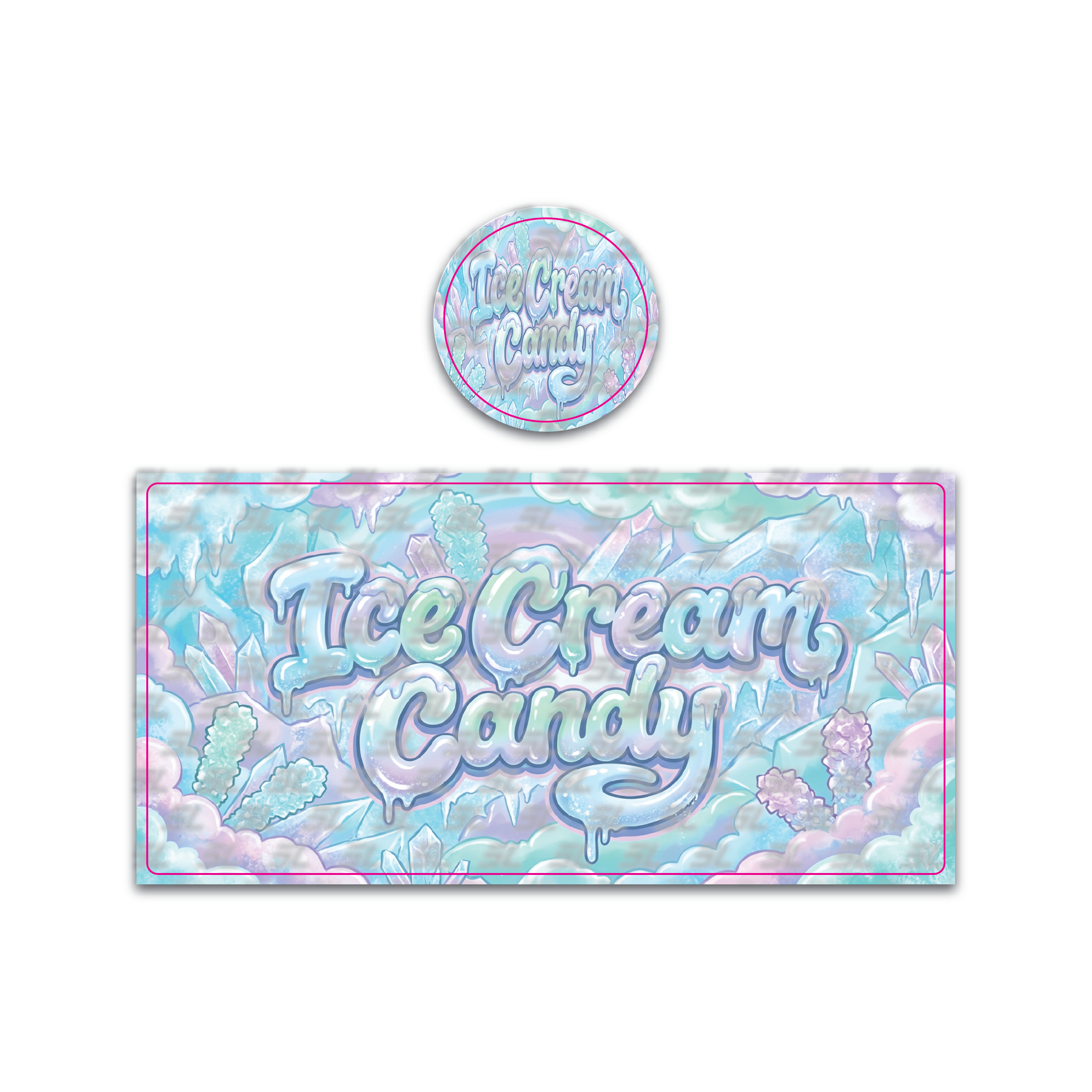 Ice Cream Candy Tall 100ML / 7G Miron Glass Jar LABELS ONLY