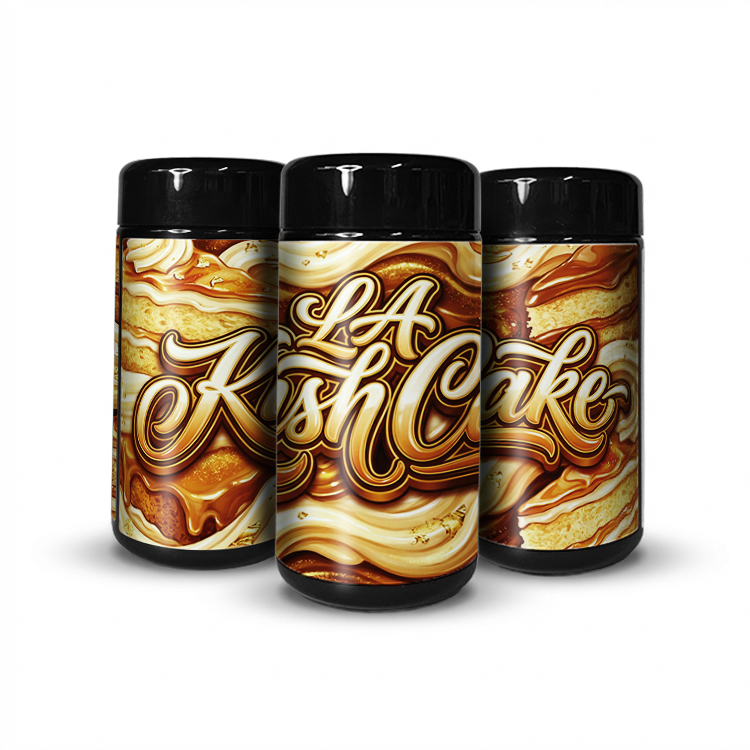 LA Kush Cake Tall 100ML / 7G Labelled Miron Glass Jars