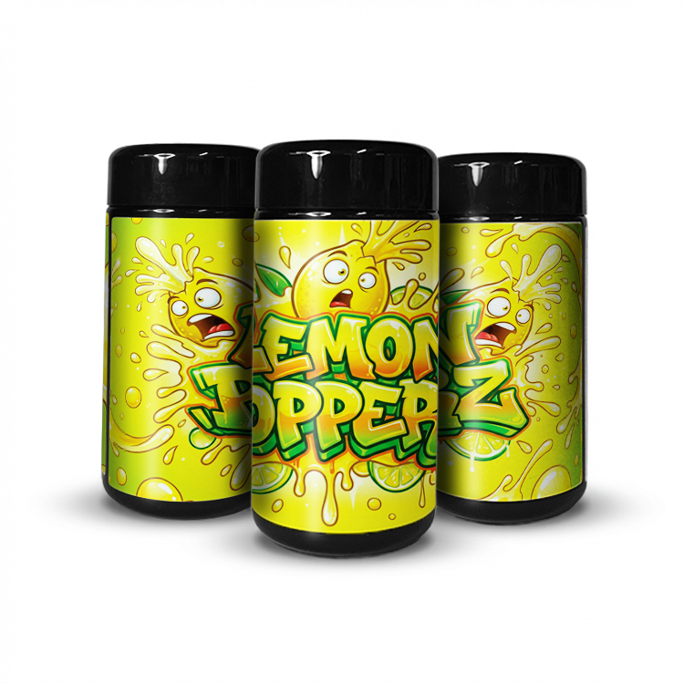Lemon Popperz Tall 100ML / 7G Labelled Miron Glass Jars