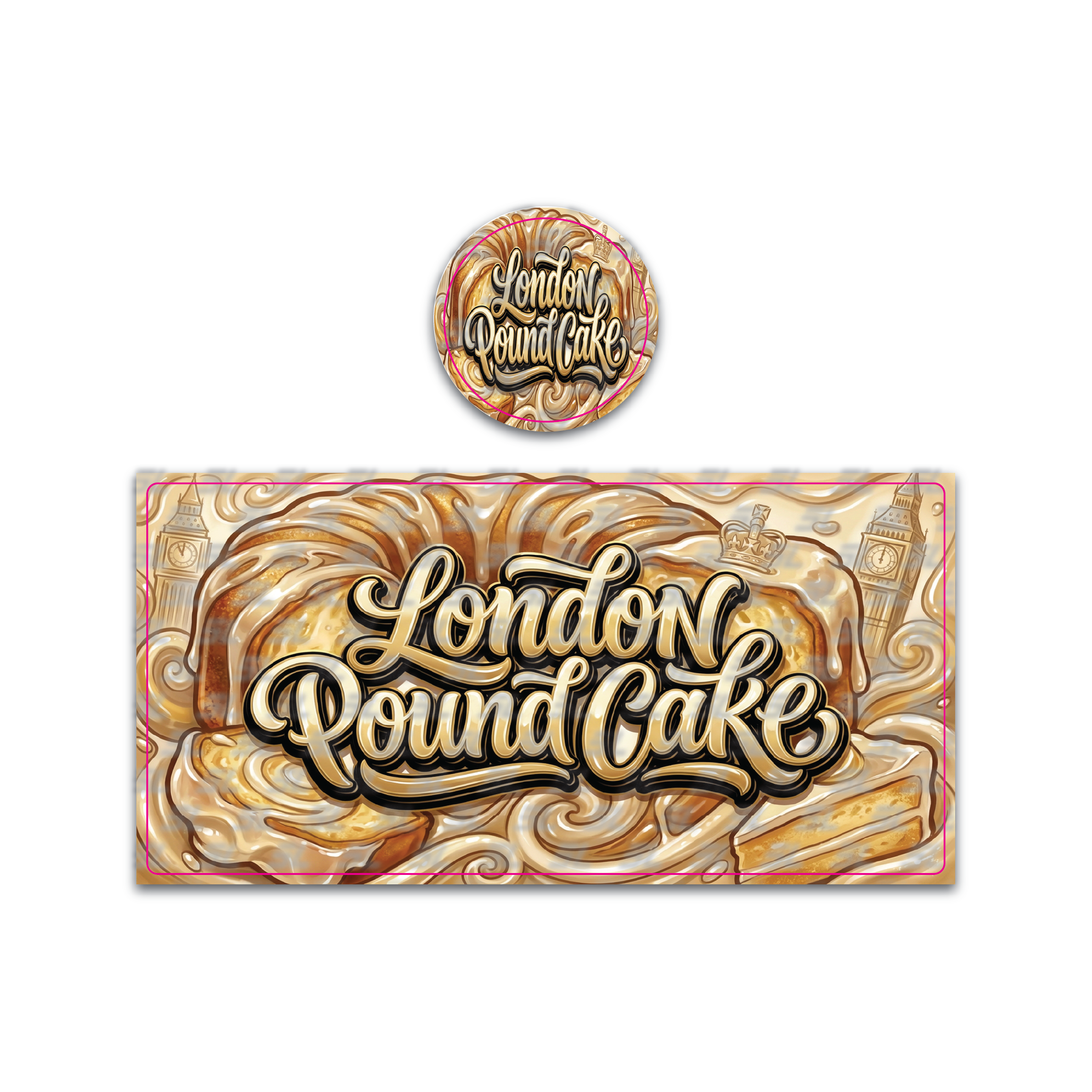 London Pound Cake Tall 100ML / 7G Miron Glass Jar LABELS ONLY