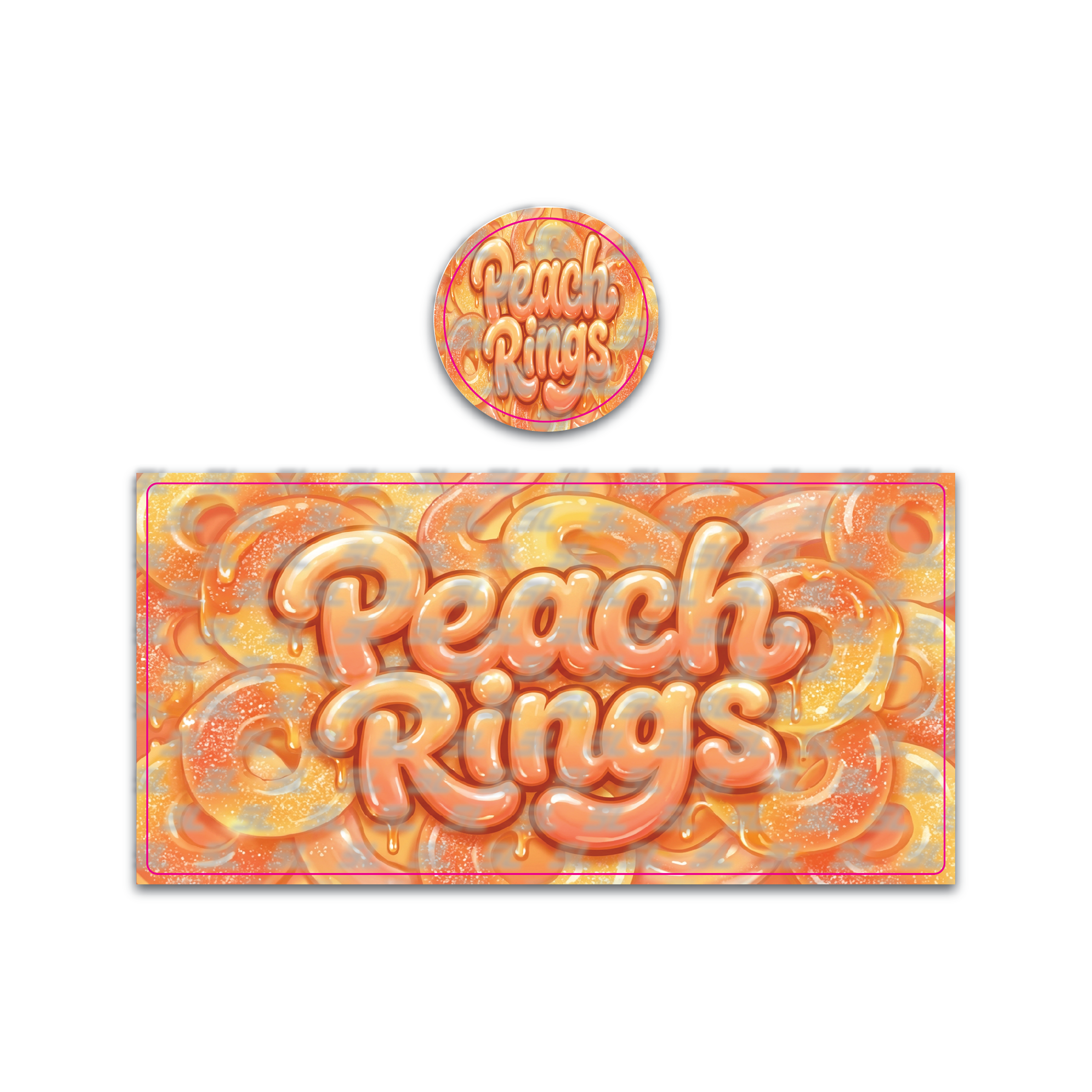 Peach Rings Tall 100ML / 7G Miron Glass Jar LABELS ONLY
