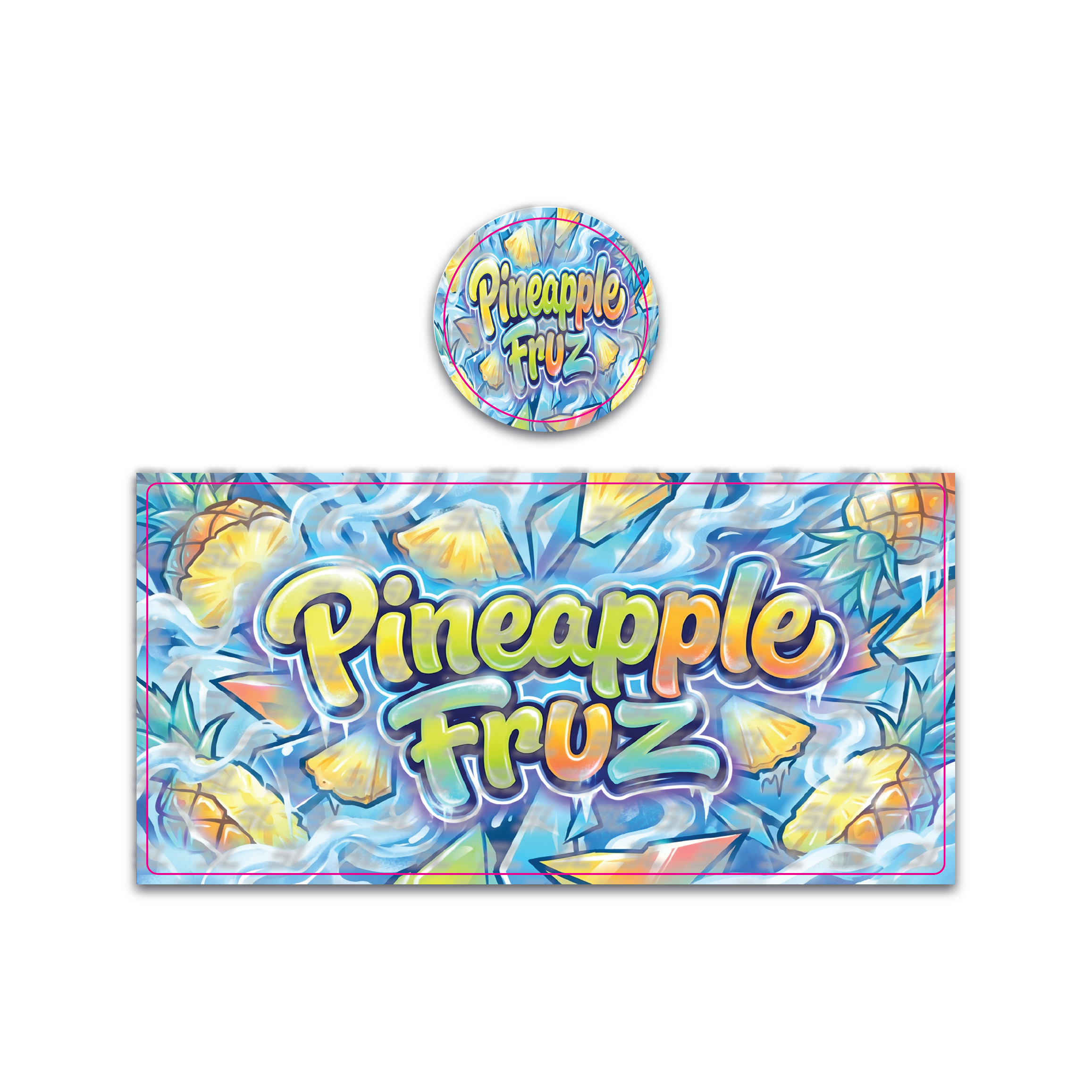 Pineapple Fruz Tall 100ML / 7G Miron Glass Jar LABELS ONLY