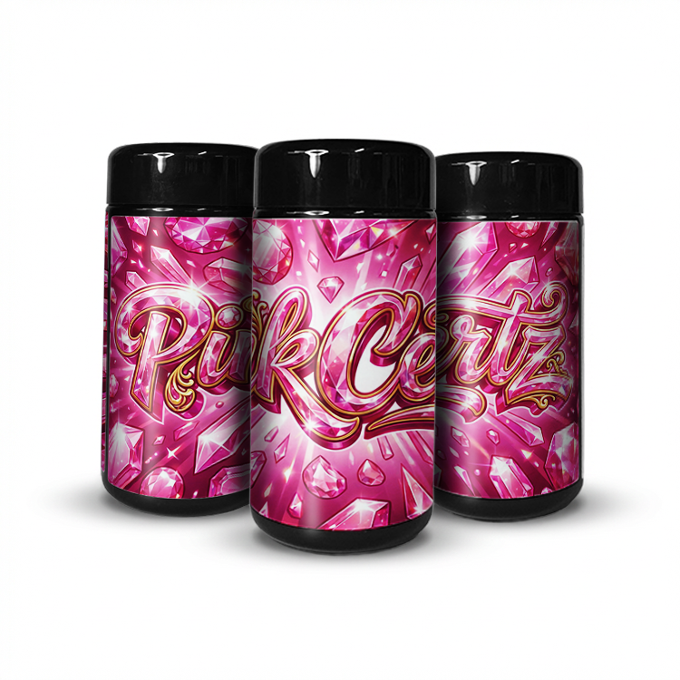 Pink Certz Tall 100ML / 7G Labelled Miron Glass Jars