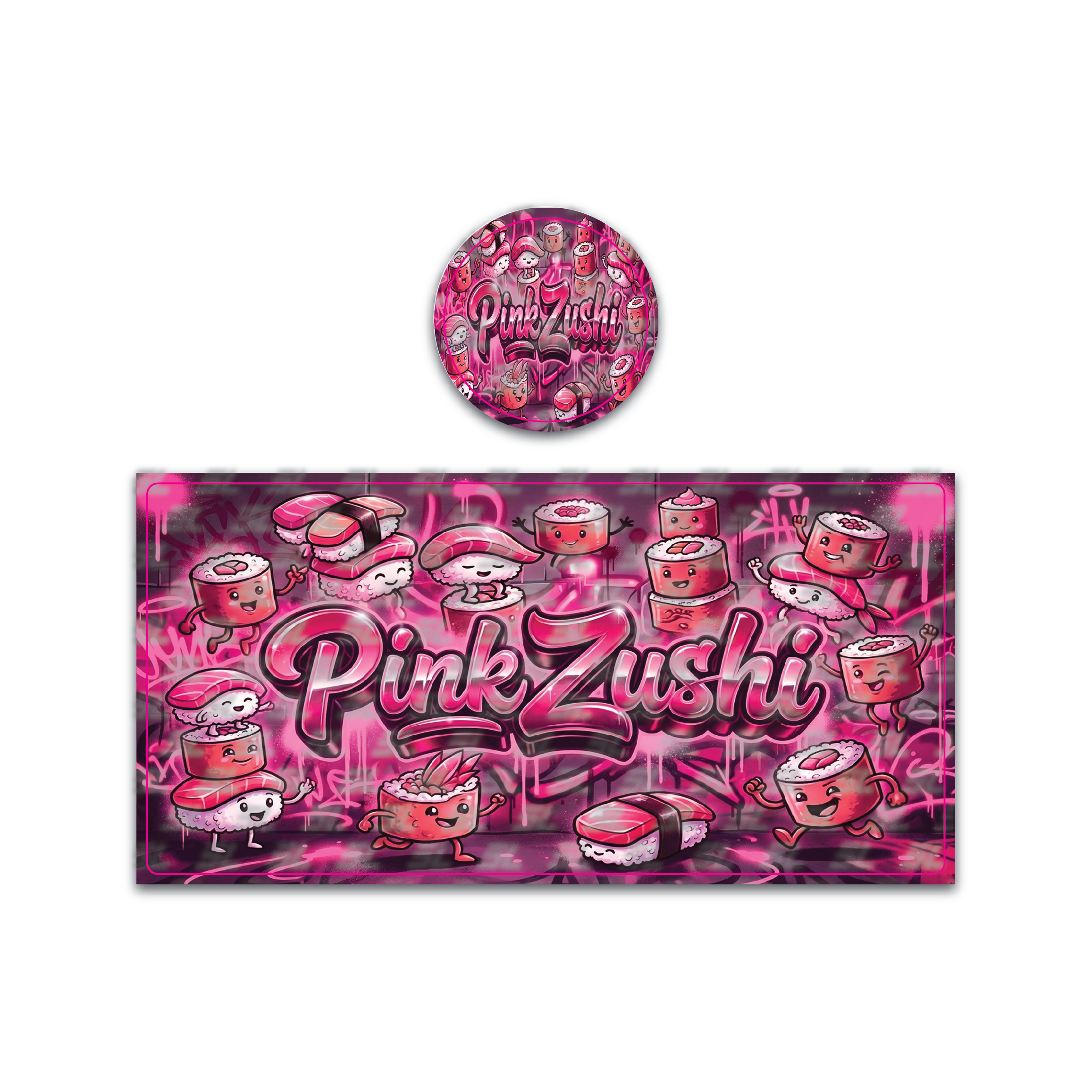 Pink Zushi Tall 100ML / 7G Miron Glass Jar LABELS ONLY