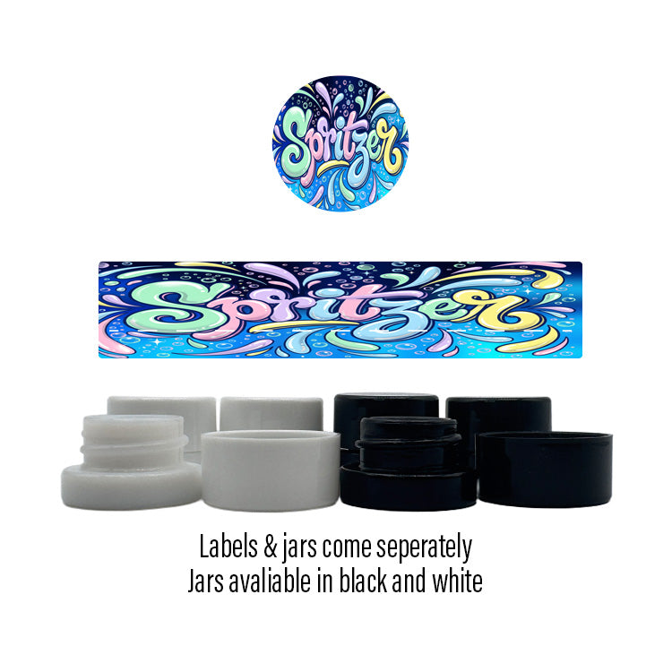Spritzer Side and Lid Labels with 5ml Extract Jars