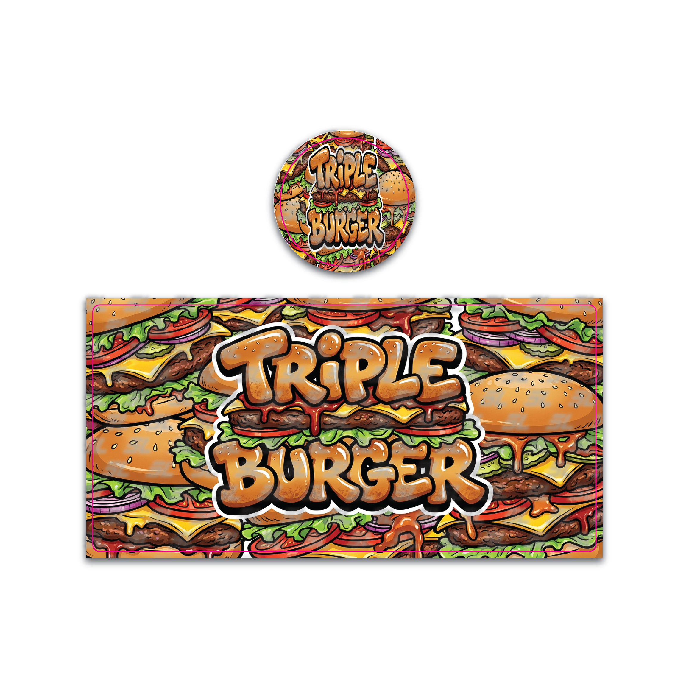 Triple Burger Tall 100ML / 7G Miron Glass Jar LABELS ONLY