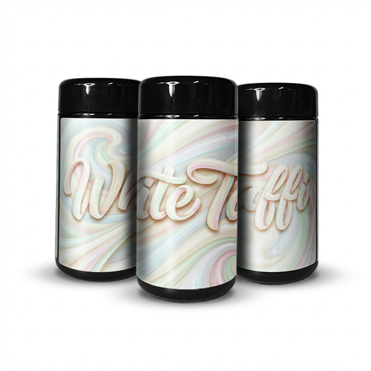 White Taffi Tall 100ML / 7G Labelled Miron Glass Jars