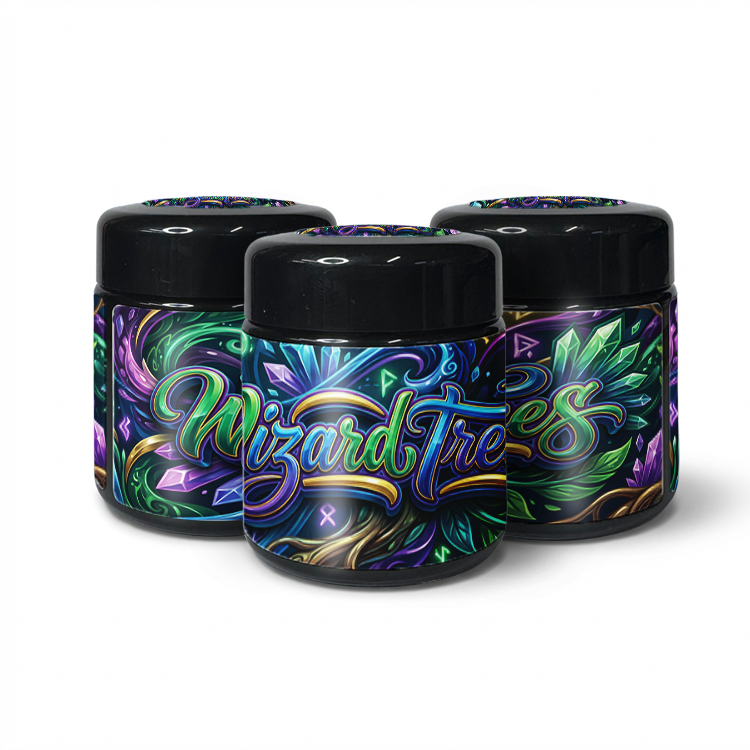 Wizard Trees Squat 100ML / 7G Labelled Miron Glass Jars
