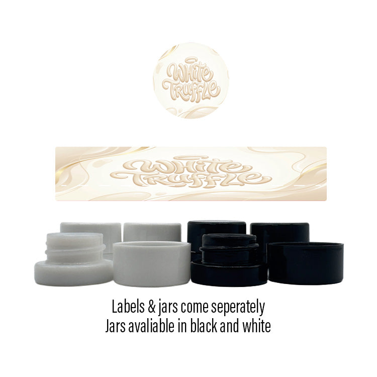 White Truffle Side and Lid Labels with 5ml Extract Jars