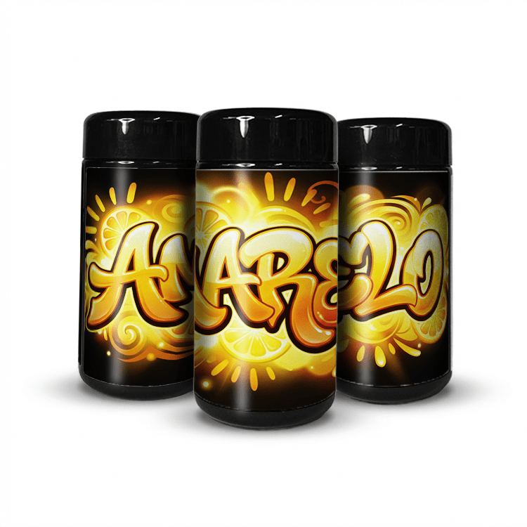 Amerelo Tall 100ML / 7G Labelled Miron Glass Jars - Strain Labels