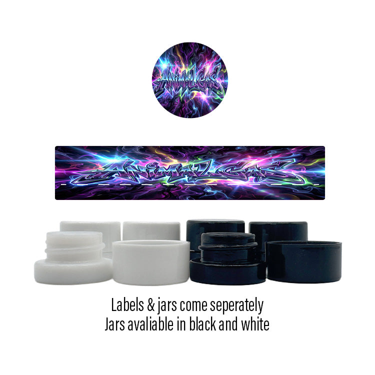 Animal Gas Side and Lid Labels with 5ml Extract Jars