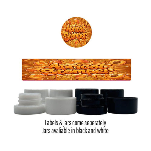 Apricot Stomper Side and Lid Labels with 5ml Extract Jars - Strain Labels