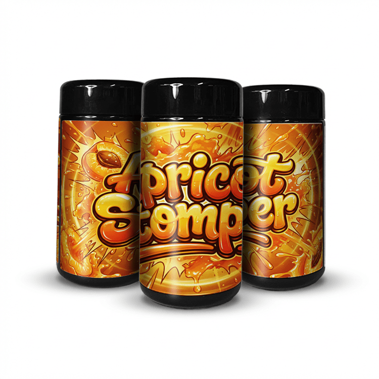 Apricot Stormer Tall 100ML / 7G Labelled Miron Glass Jars - Strain Labels