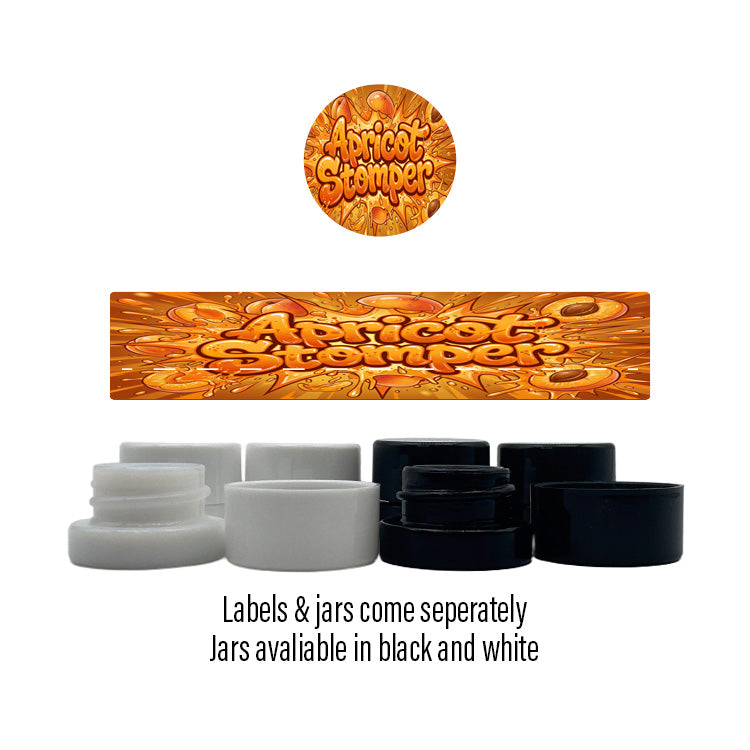 Apricot Stomper Side and Lid Labels with 5ml Extract Jars