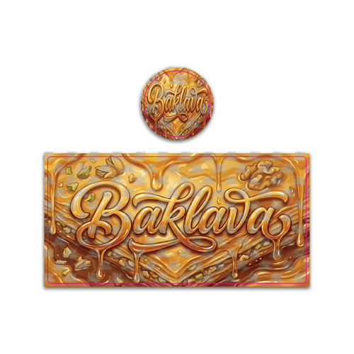 Baklava Tall 100ML / 7G Miron Glass Jar LABELS ONLY - Strain Labels