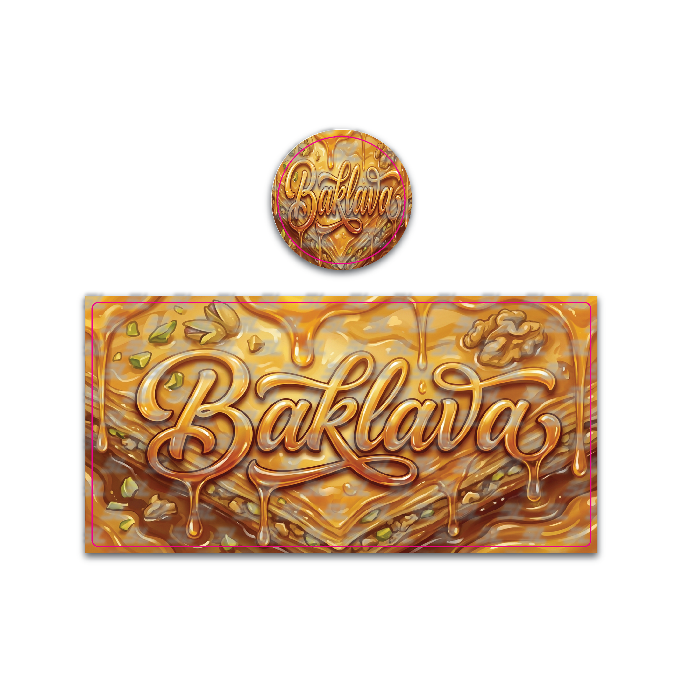 Baklava Tall 100ML / 7G Miron Glass Jar LABELS ONLY