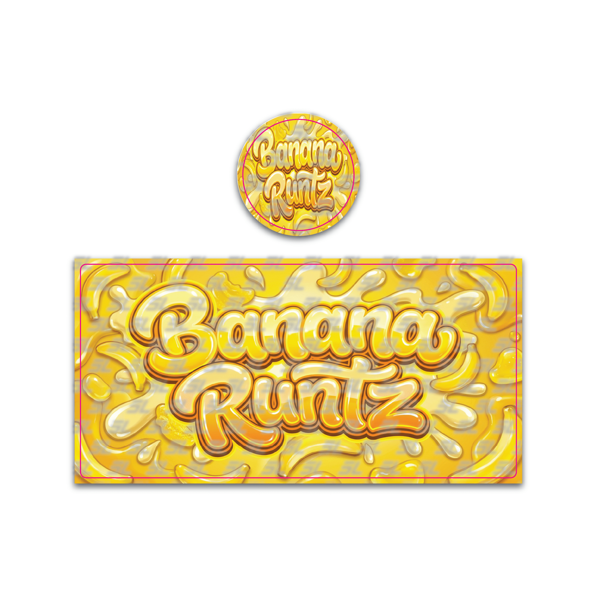 Banana Runtz Tall 100ML / 7G Miron Glass Jar LABELS ONLY - Strain Labels