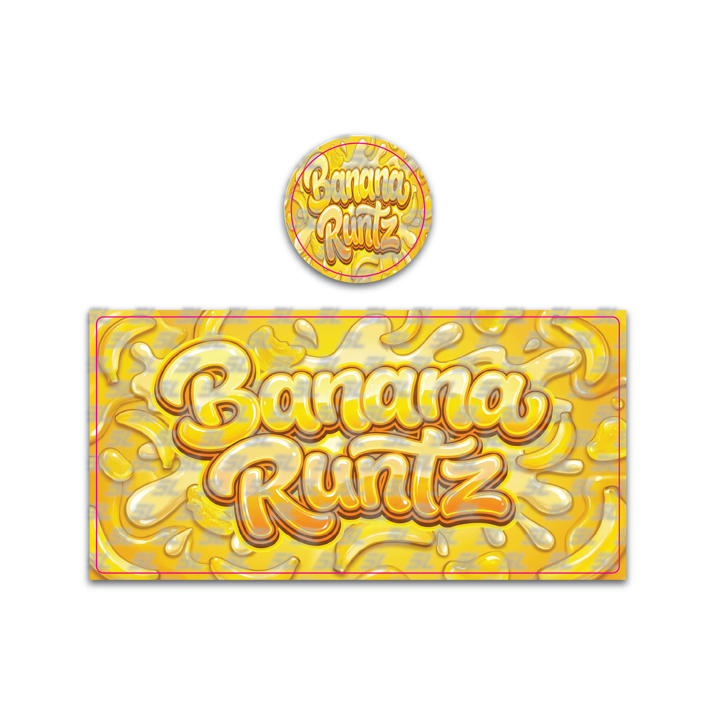 Banana Runtz Tall 100ML / 7G Miron Glass Jar LABELS ONLY