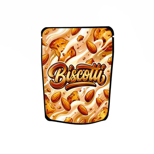 Biscotti Labelled Mylar Bags - Strain Labels