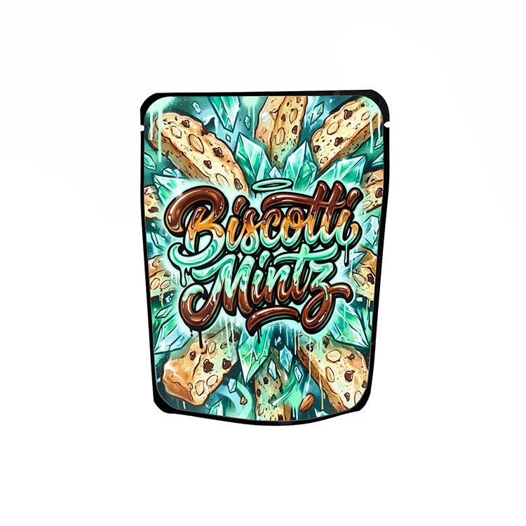 Biscotti Mintz Labelled Mylar Bags - Strain Labels