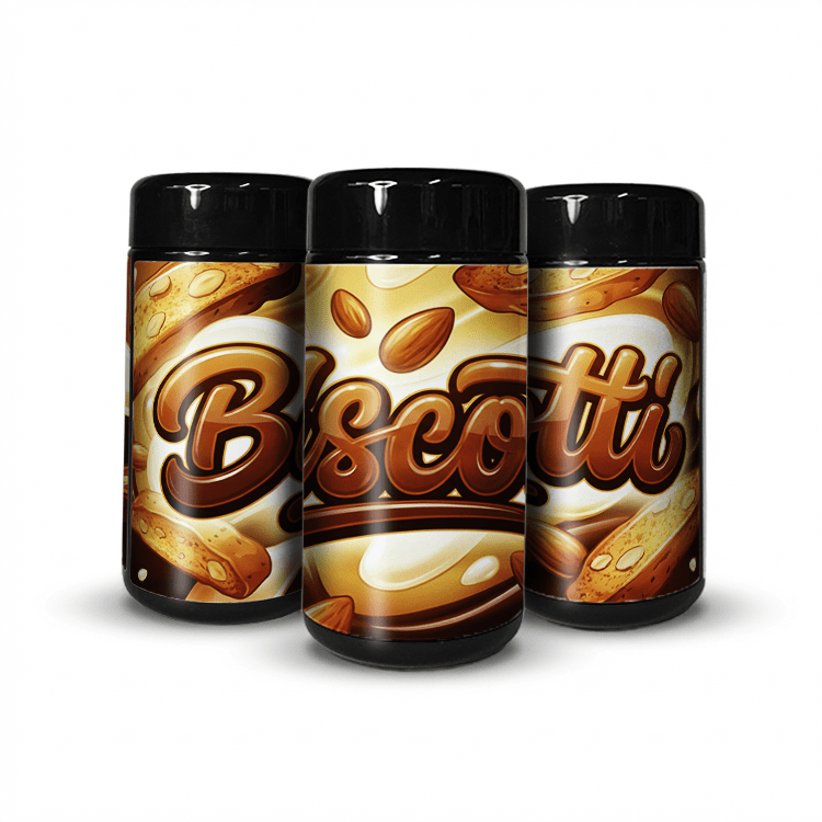 Biscotti Tall 100ML / 7G Labelled Miron Glass Jars - Strain Labels