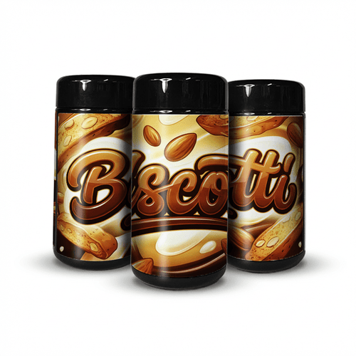 Biscotti Tall 100ML / 7G Labelled Miron Glass Jars - Strain Labels