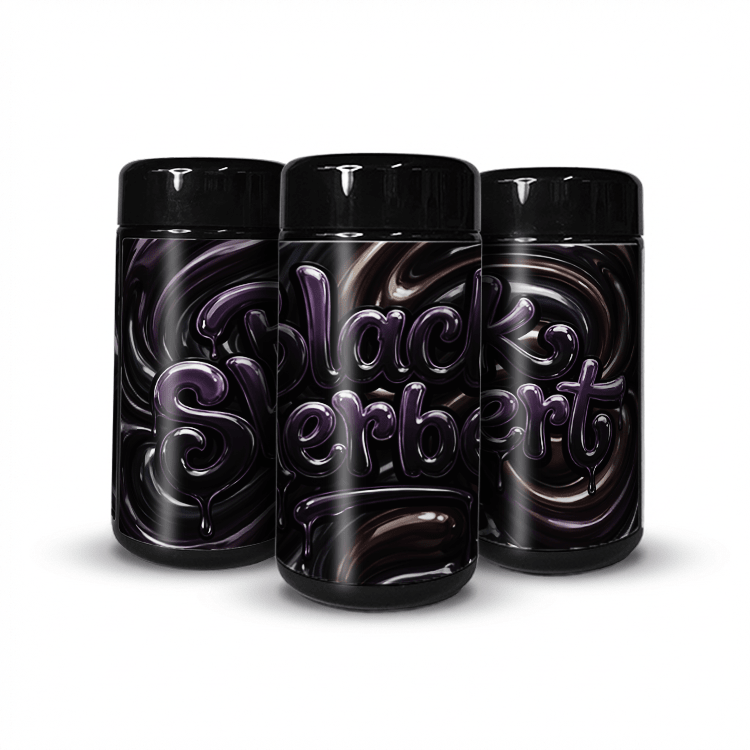 Black Sherbet Tall 100ML / 7G Labelled Miron Glass Jars - Strain Labels