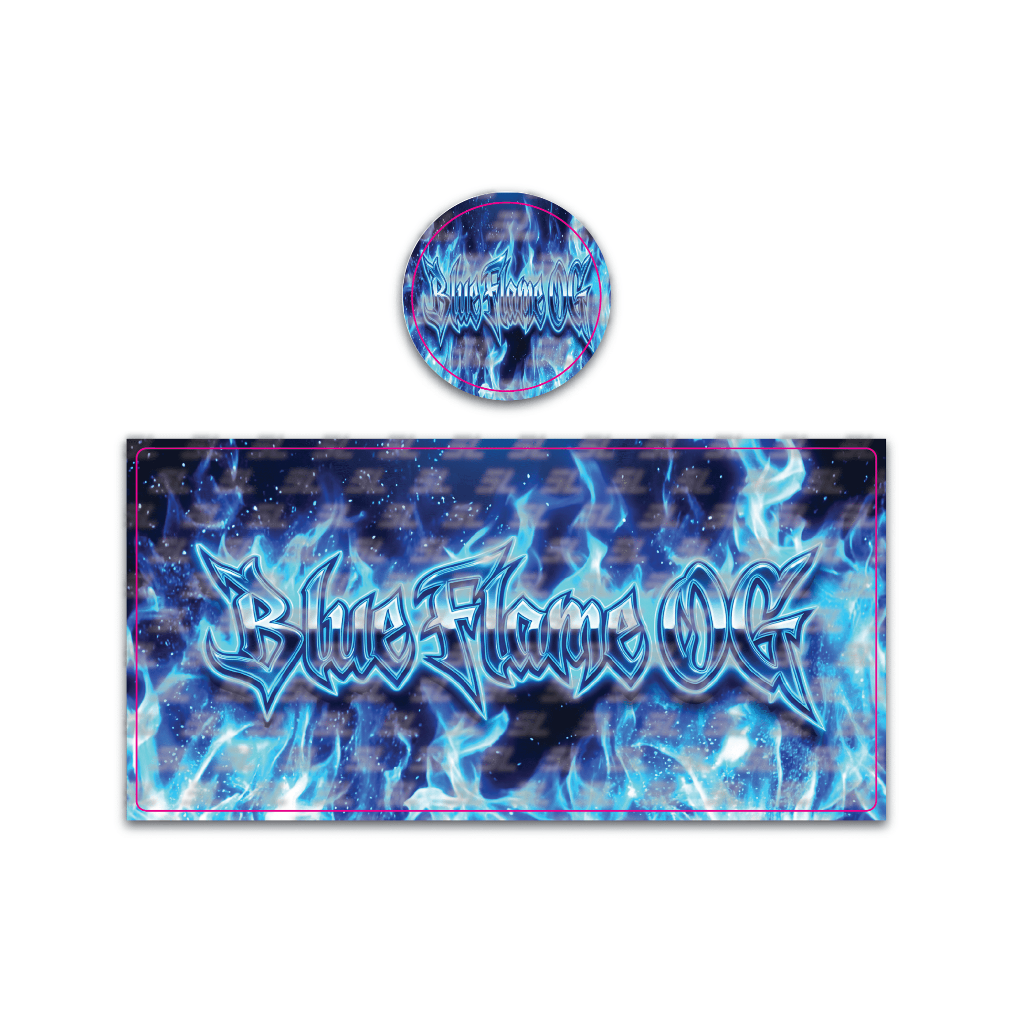 Blue Flame OG Tall 100ML / 7G Miron Glass Jar LABELS ONLY - Strain Labels