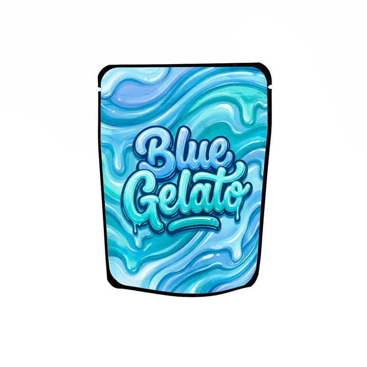 Blue Gelato Labelled Mylar Bags - Strain Labels