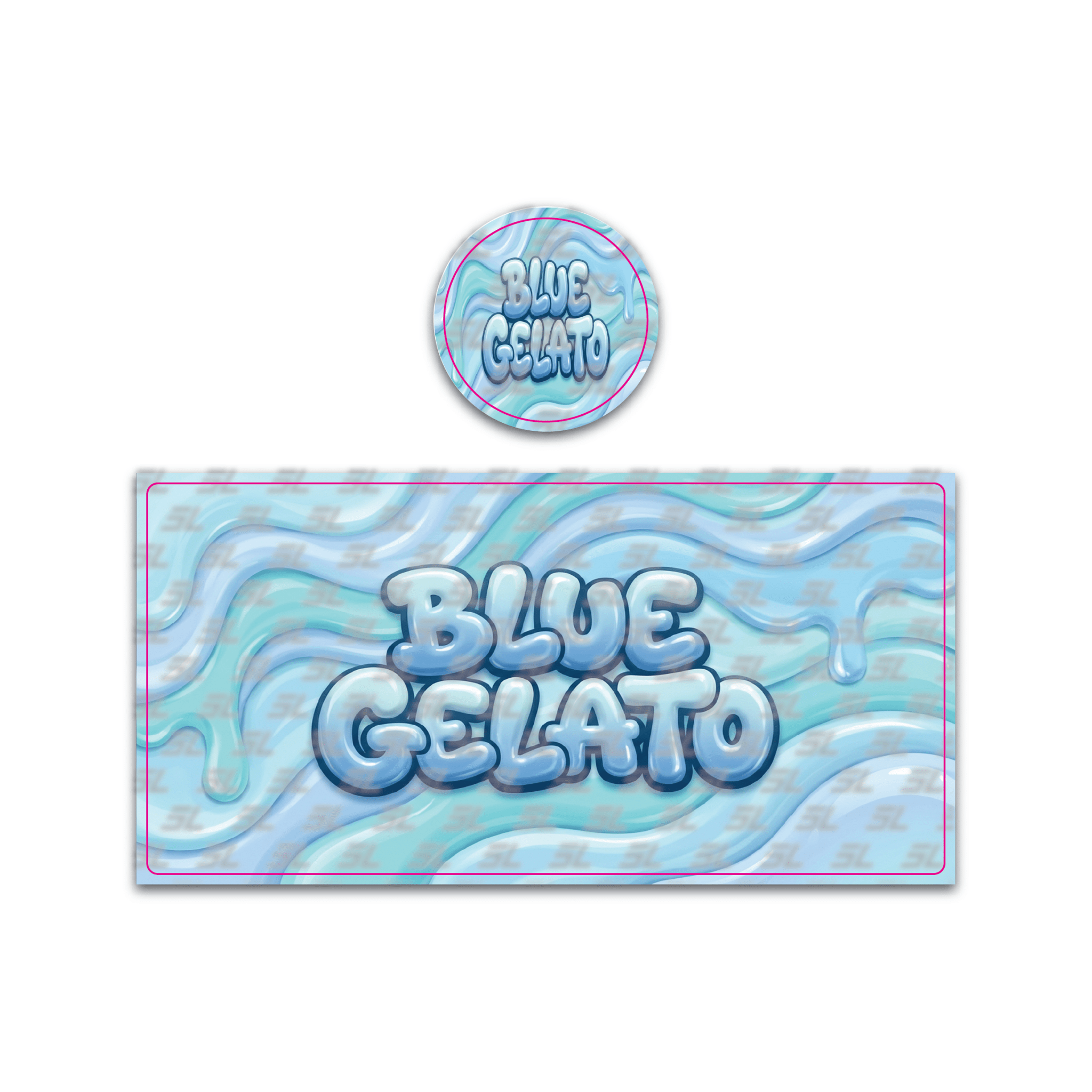 Blue Gelato Tall 100ML / 7G Miron Glass Jar LABELS ONLY - Strain Labels
