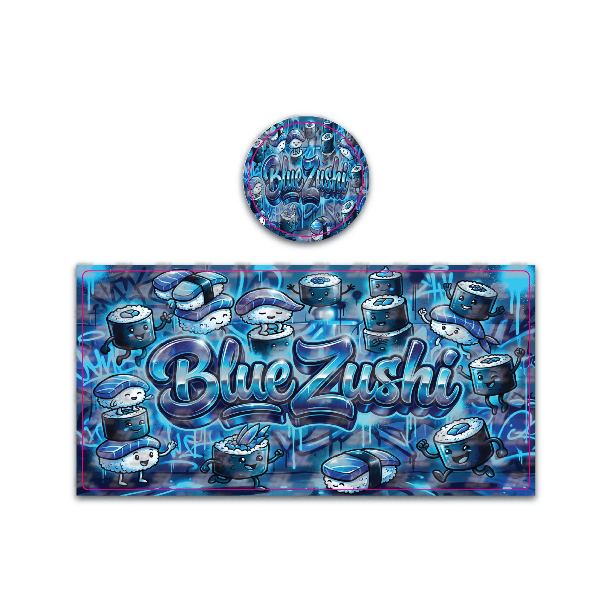 Blue Zushi Tall 100ML / 7G Miron Glass Jar LABELS ONLY - Strain Labels