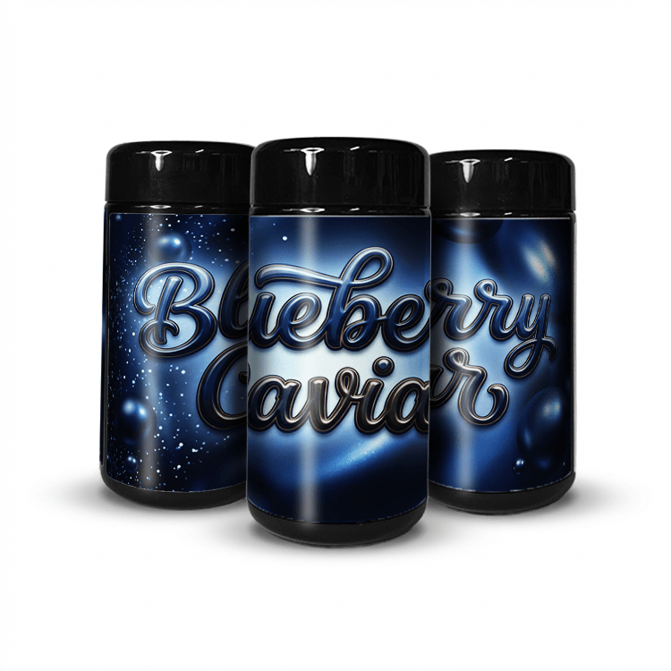 Blueberry Caviar Tall 100ML / 7G Labelled Miron Glass Jars - Strain Labels