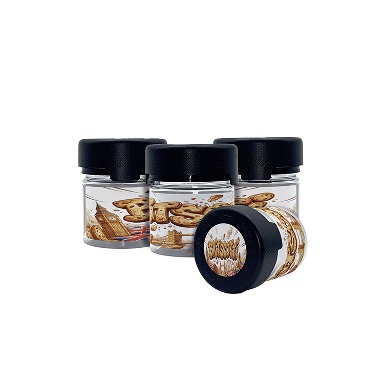 Britscotti 60ml/2oz Labelled Clear Chubby Gorilla Child Proof Plastic Jars
