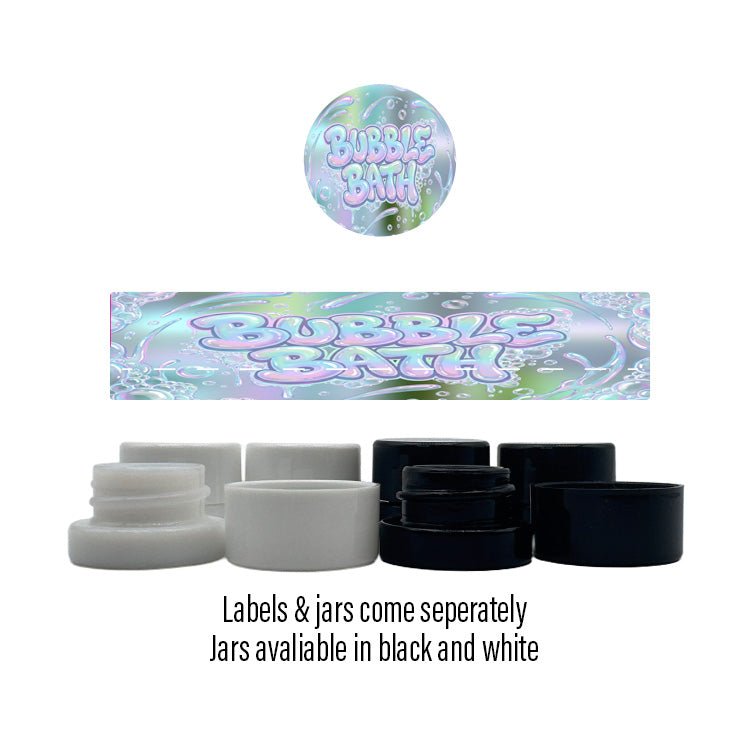 Bubble Bath Side and Lid Labels with 5ml Extract Jars - Strain Labels