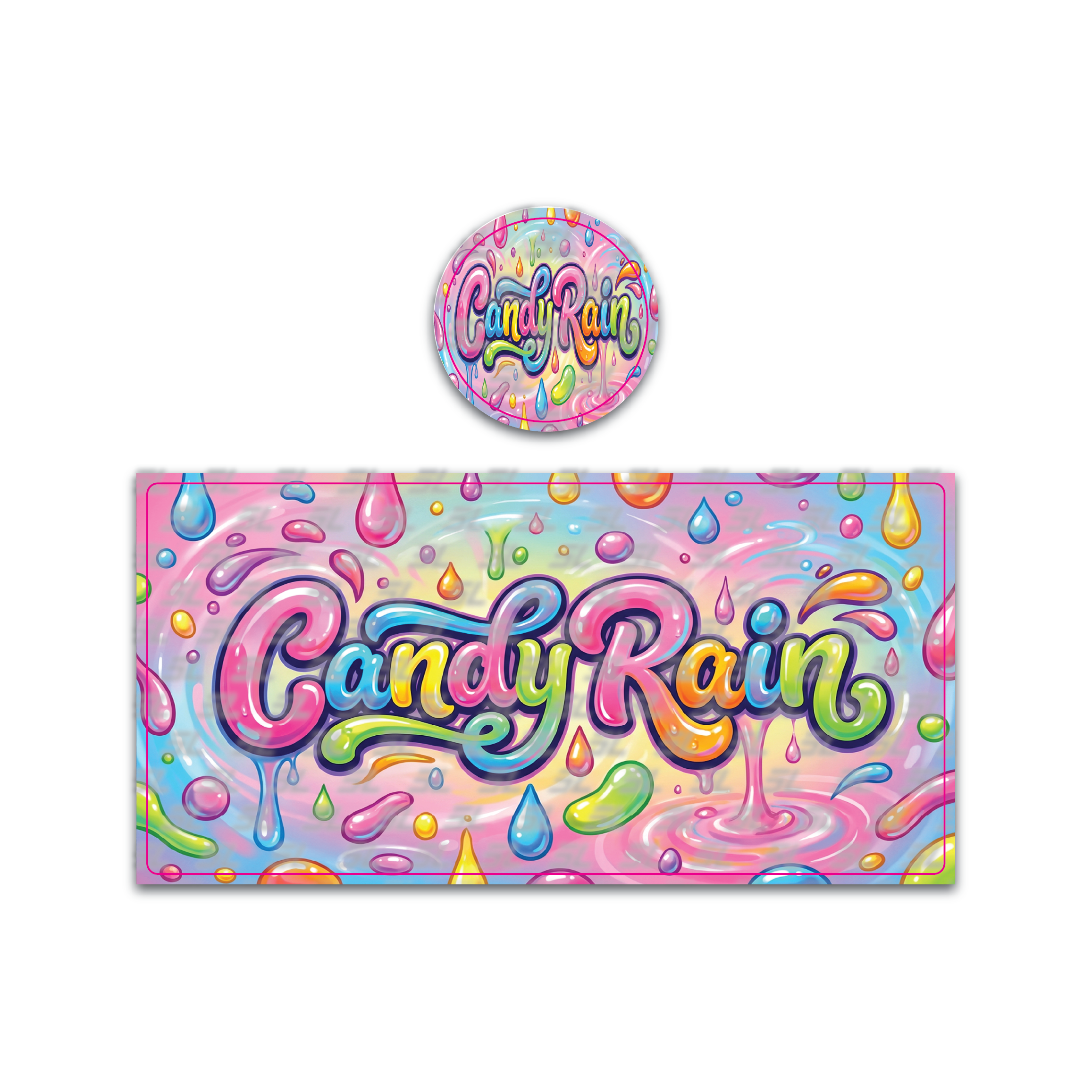 Candy Rain Tall 100ML / 7G Miron Glass Jar LABELS ONLY