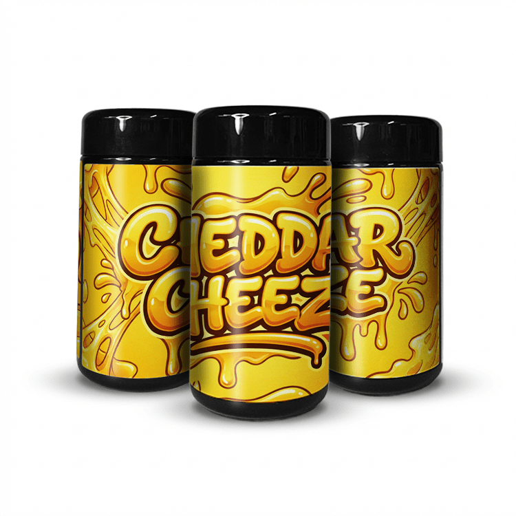 Cheddar Cheeze Tall 100ML / 7G Labelled Miron Glass Jars - Strain Labels