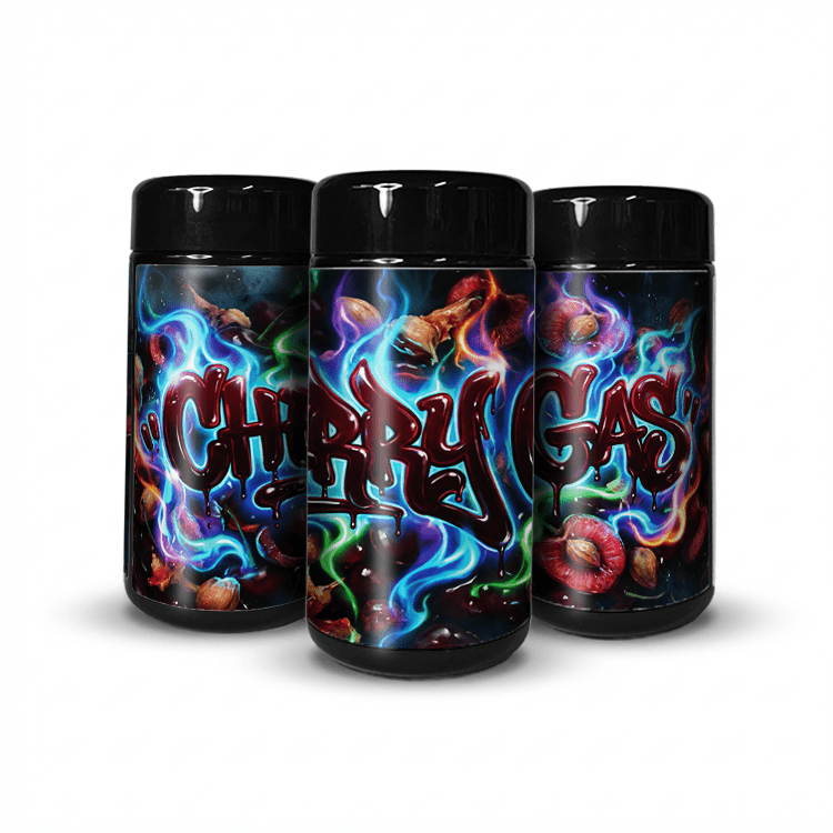 Cherry Gas Tall 100ML / 7G Labelled Miron Glass Jars - Strain Labels