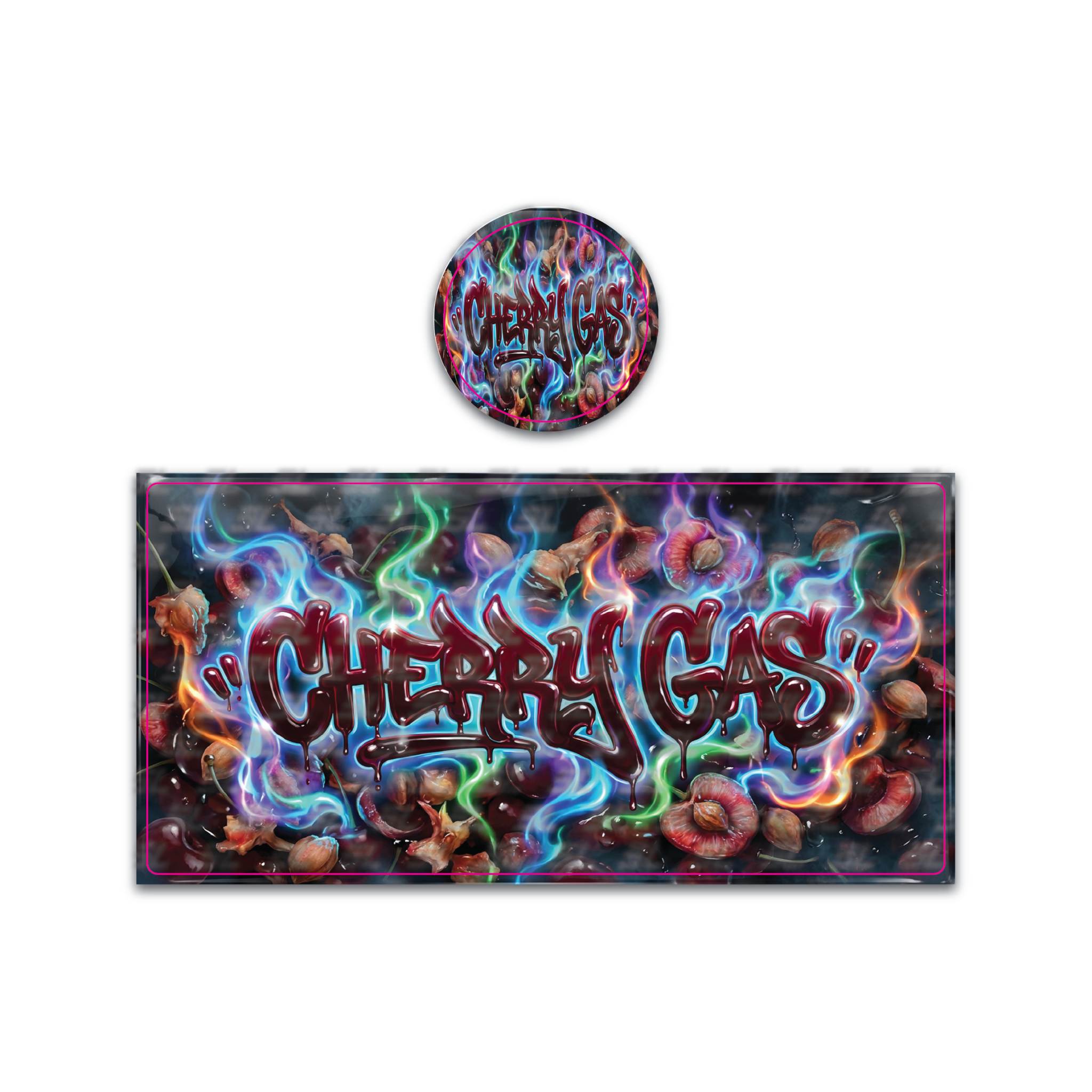 Cherry Gas Tall 100ML / 7G Miron Glass Jar LABELS ONLY - Strain Labels