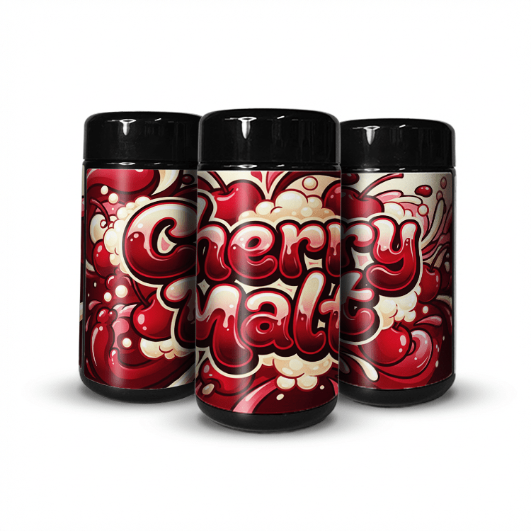 Cherry Malt Tall 100ML / 7G Labelled Miron Glass Jars - Strain Labels
